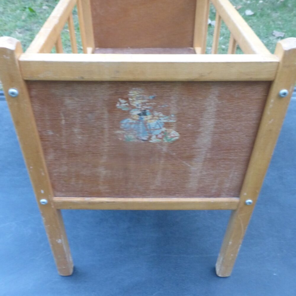 BS - Old DOLL CRIB Doll Display Vintage Doll Collection vintage Wood Toy Box